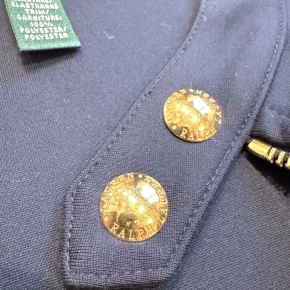 Lauren Ralph Lauren Navy Moto Jacket with Gold Hardware – Size 10 - Picture 3 of 7